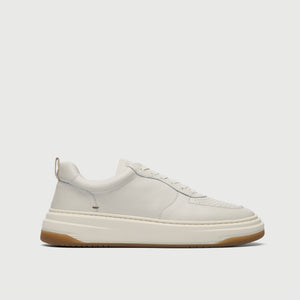 Walk London Men's Santa Monica Trainer in Off White Leather