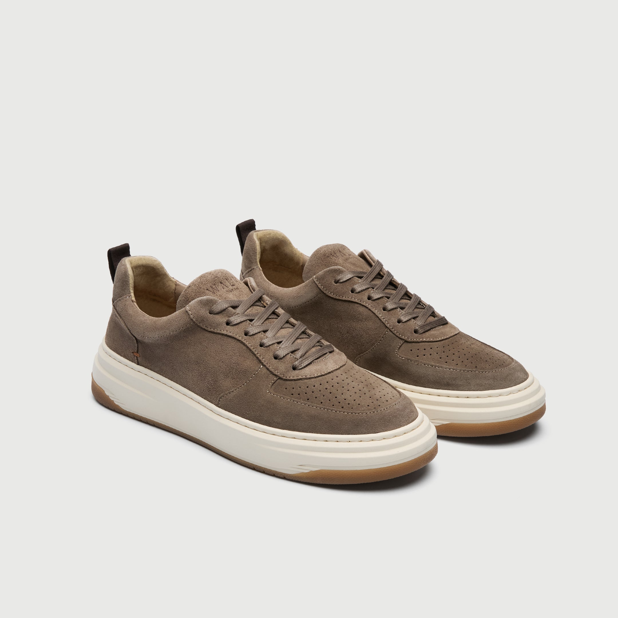 Walk London Mens Santa Monica Trainer in Taupe Suede