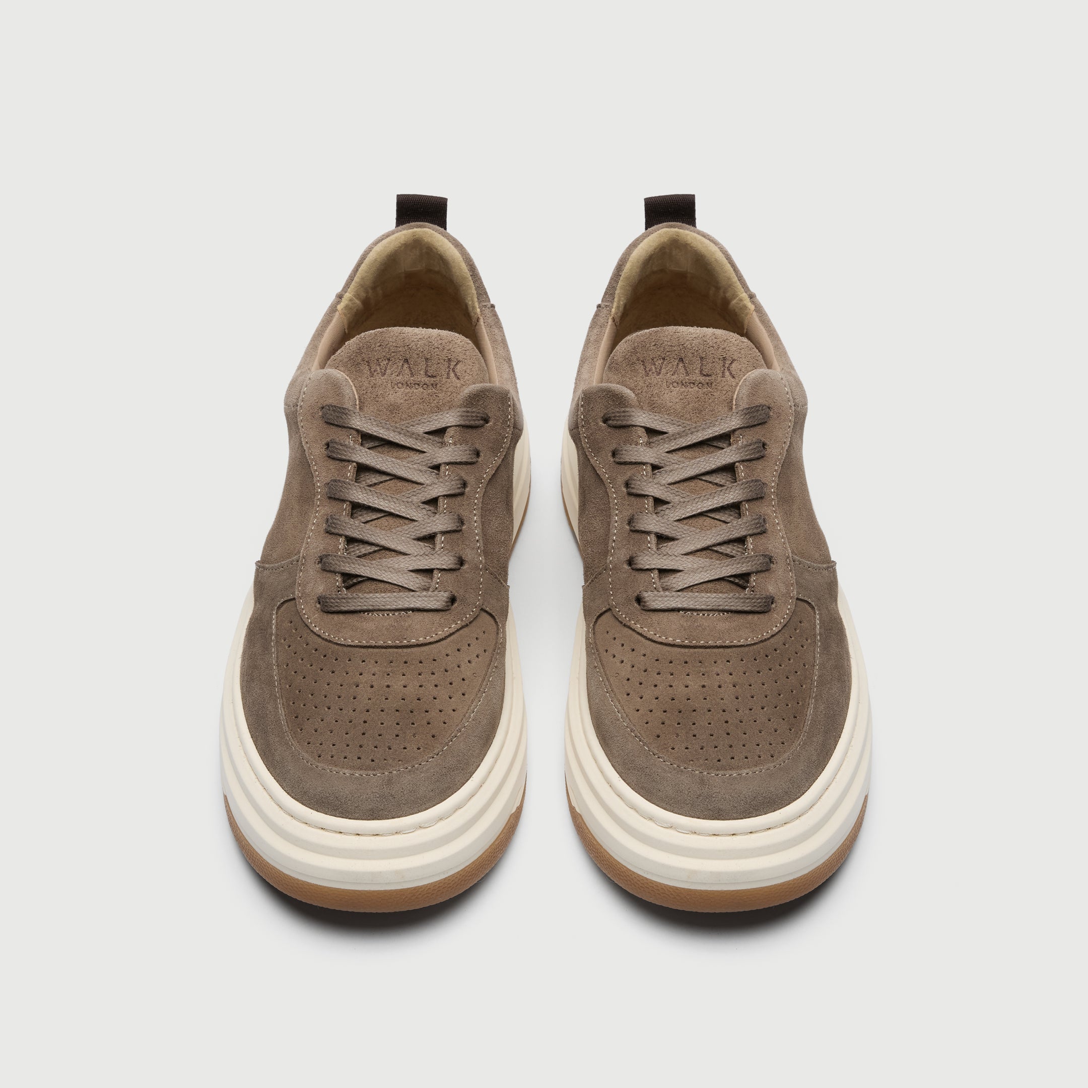 Walk London Mens Santa Monica Trainer in Taupe Suede