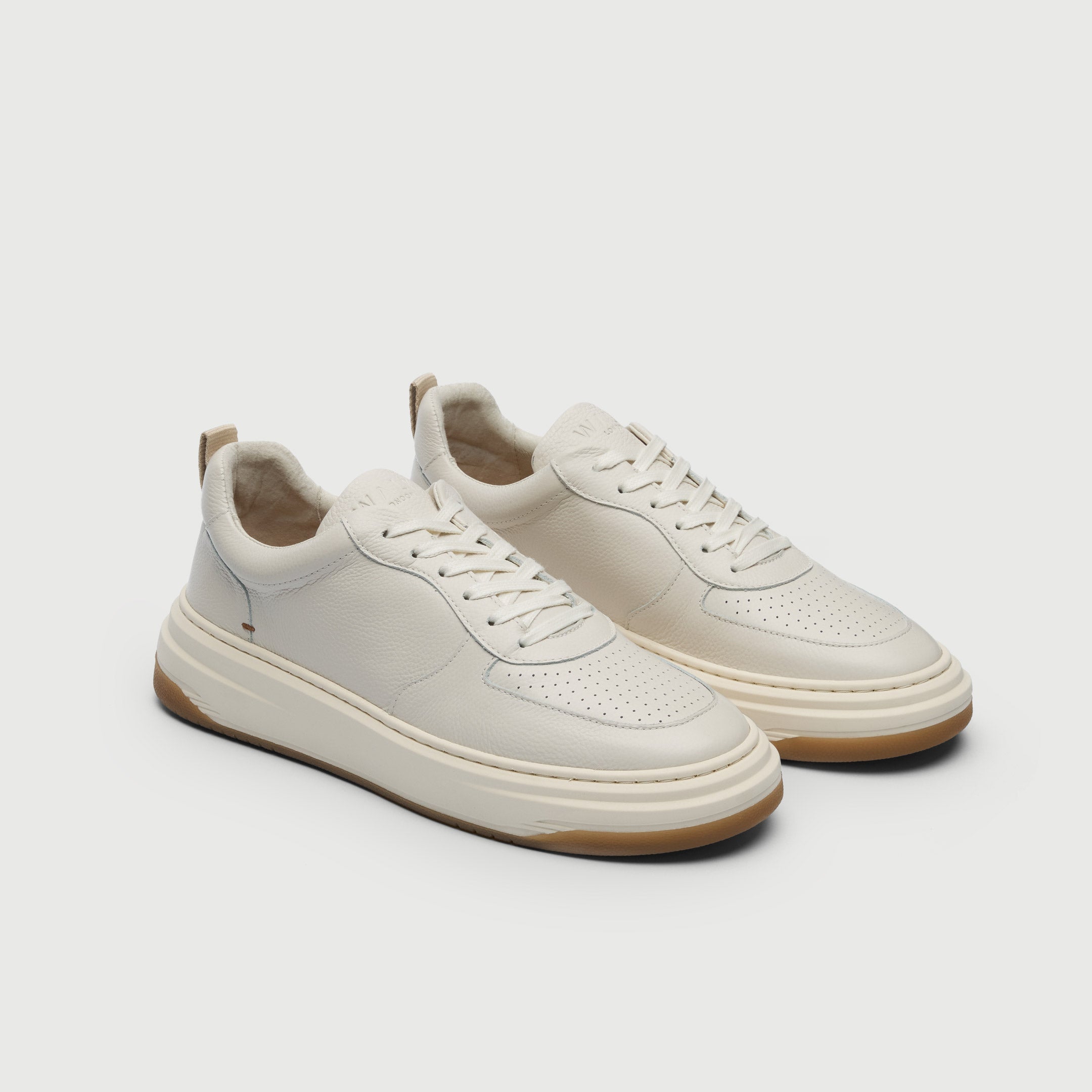 Walk London Men's Santa Monica Trainer in Off White Leather