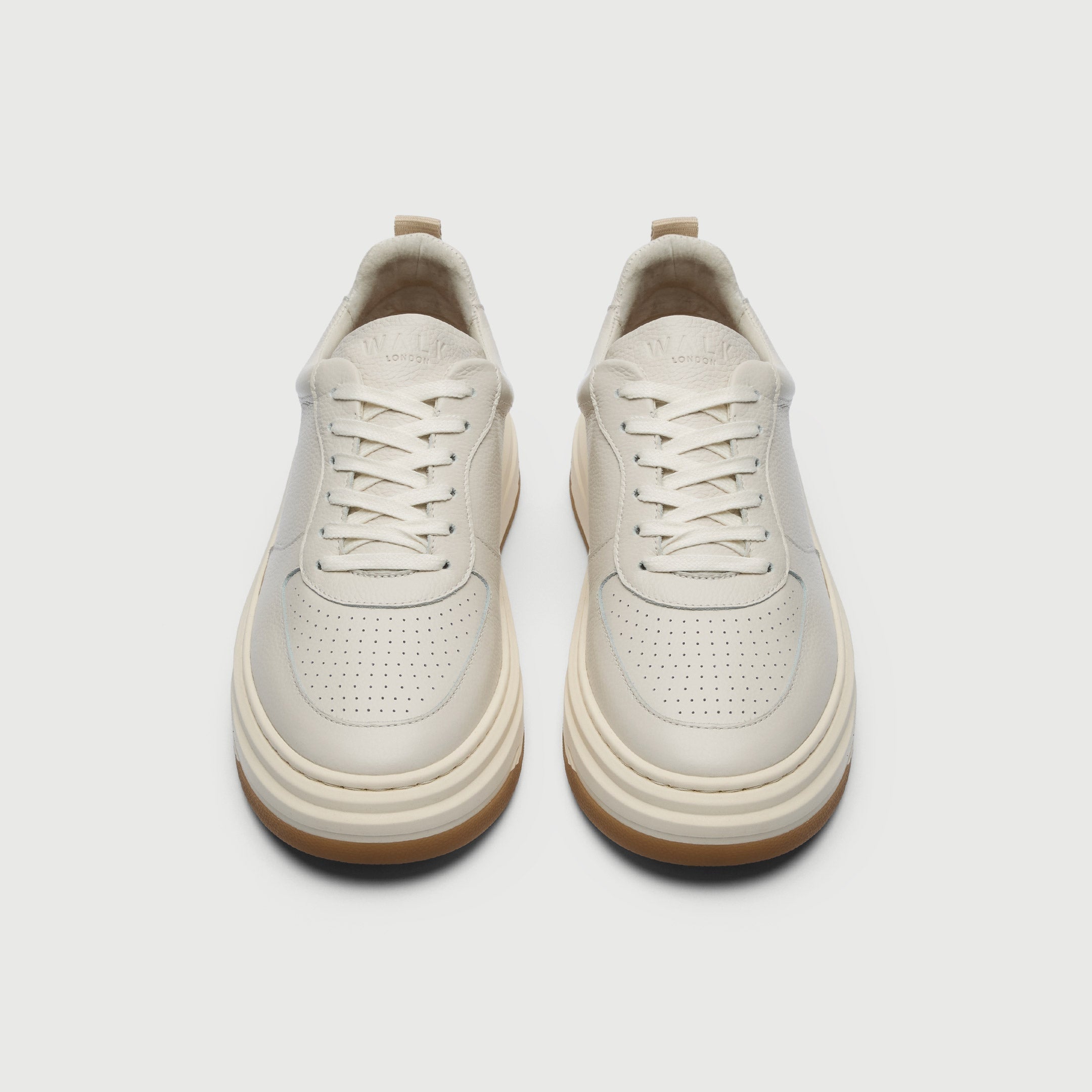 Walk London Men's Santa Monica Trainer in Off White Leather