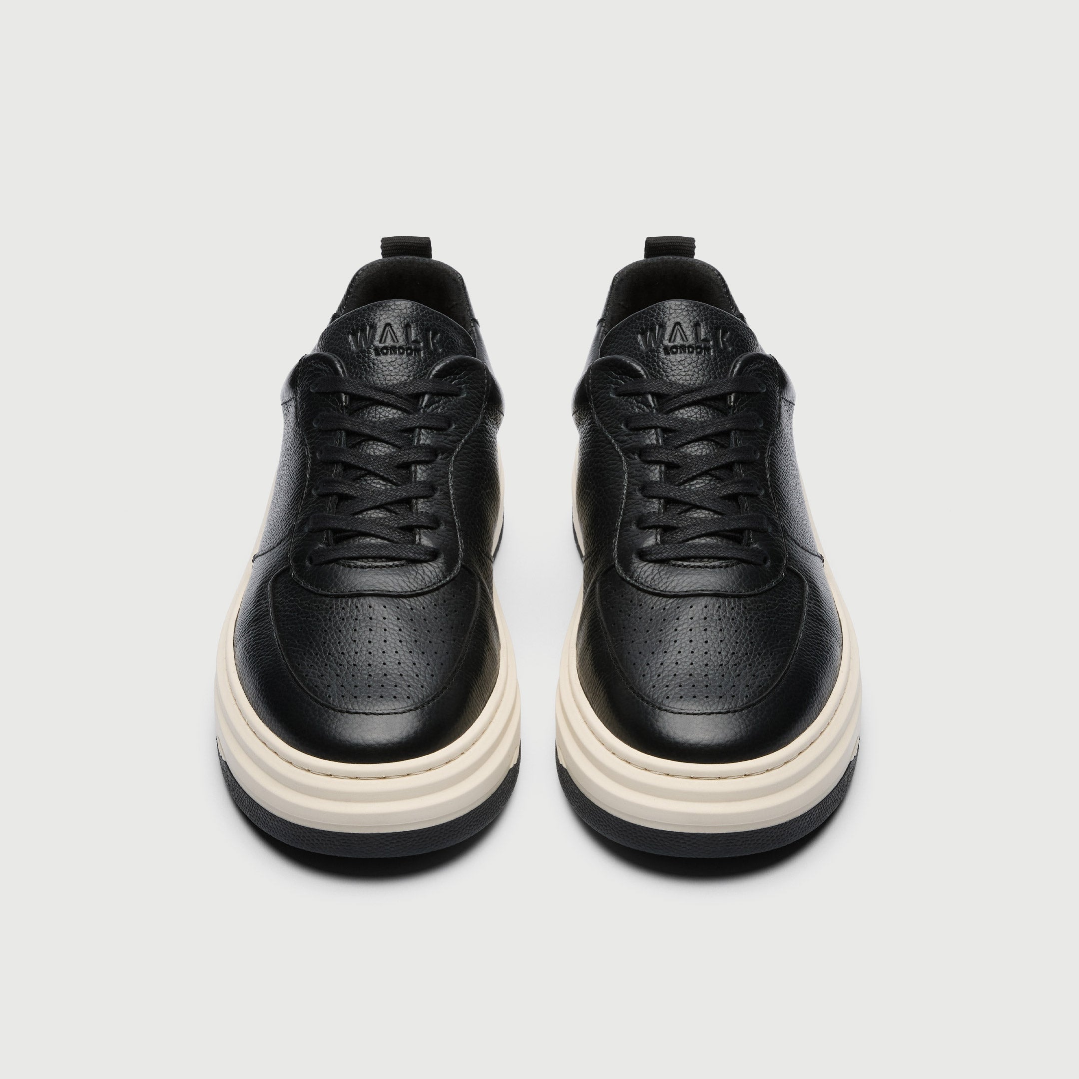 Walk London Men's Santa Monica Trainer in Black Leather