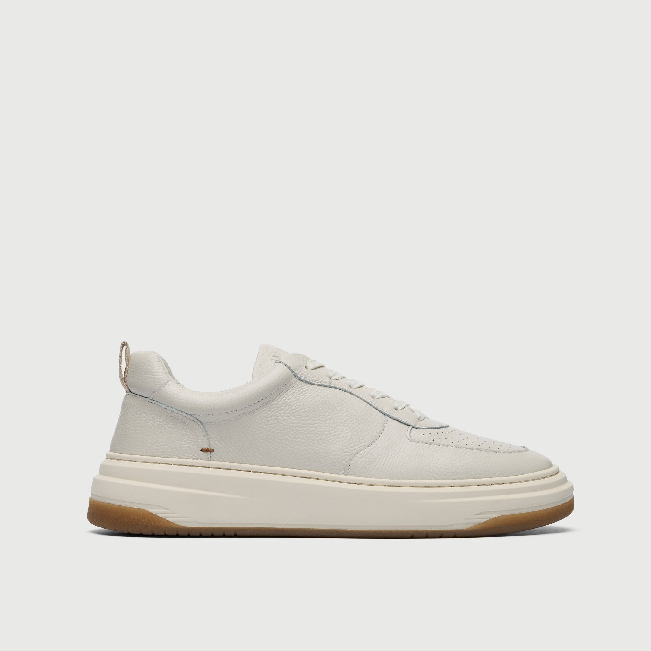 Walk London Men's Santa Monica Trainer in Off White Leather