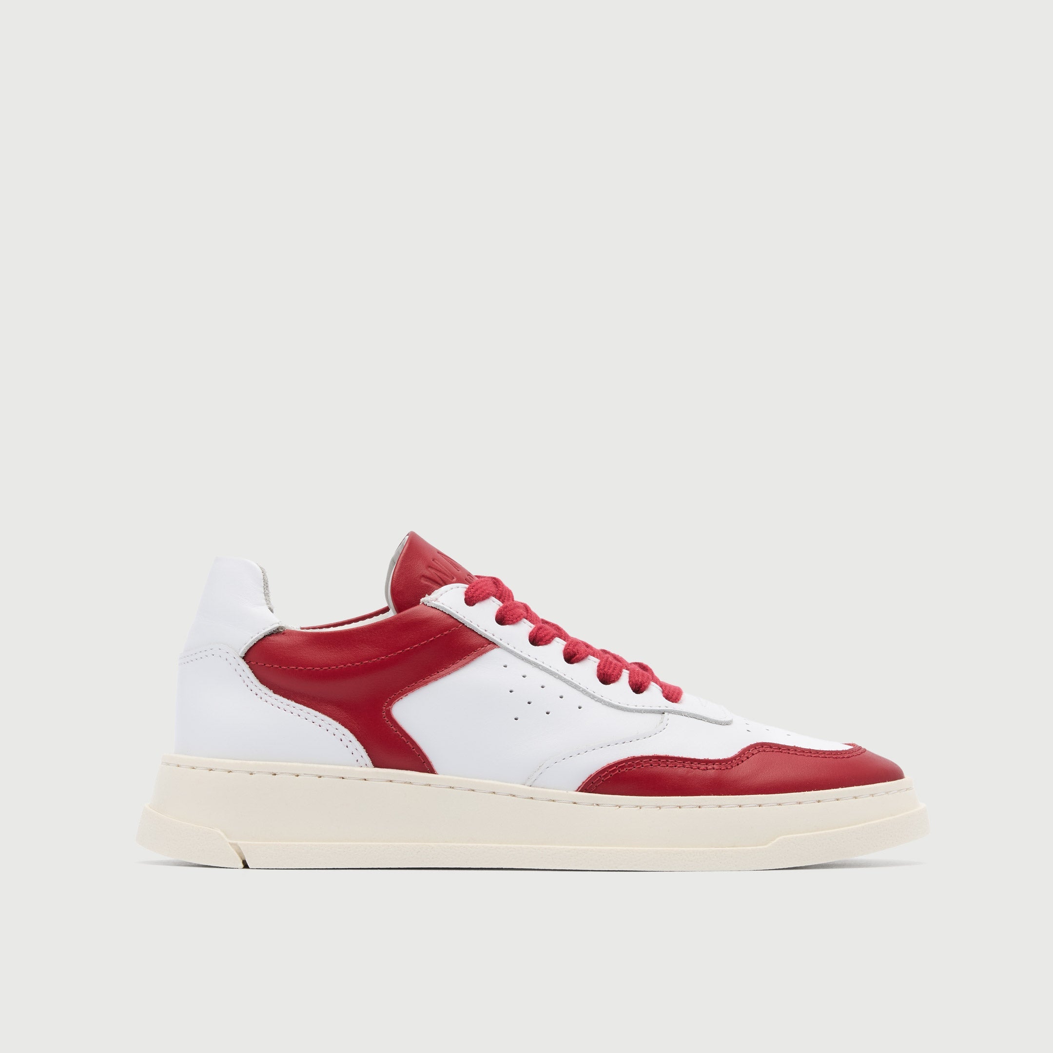 Walk London Womens Santa Rosa Trainer in White and Red Leather