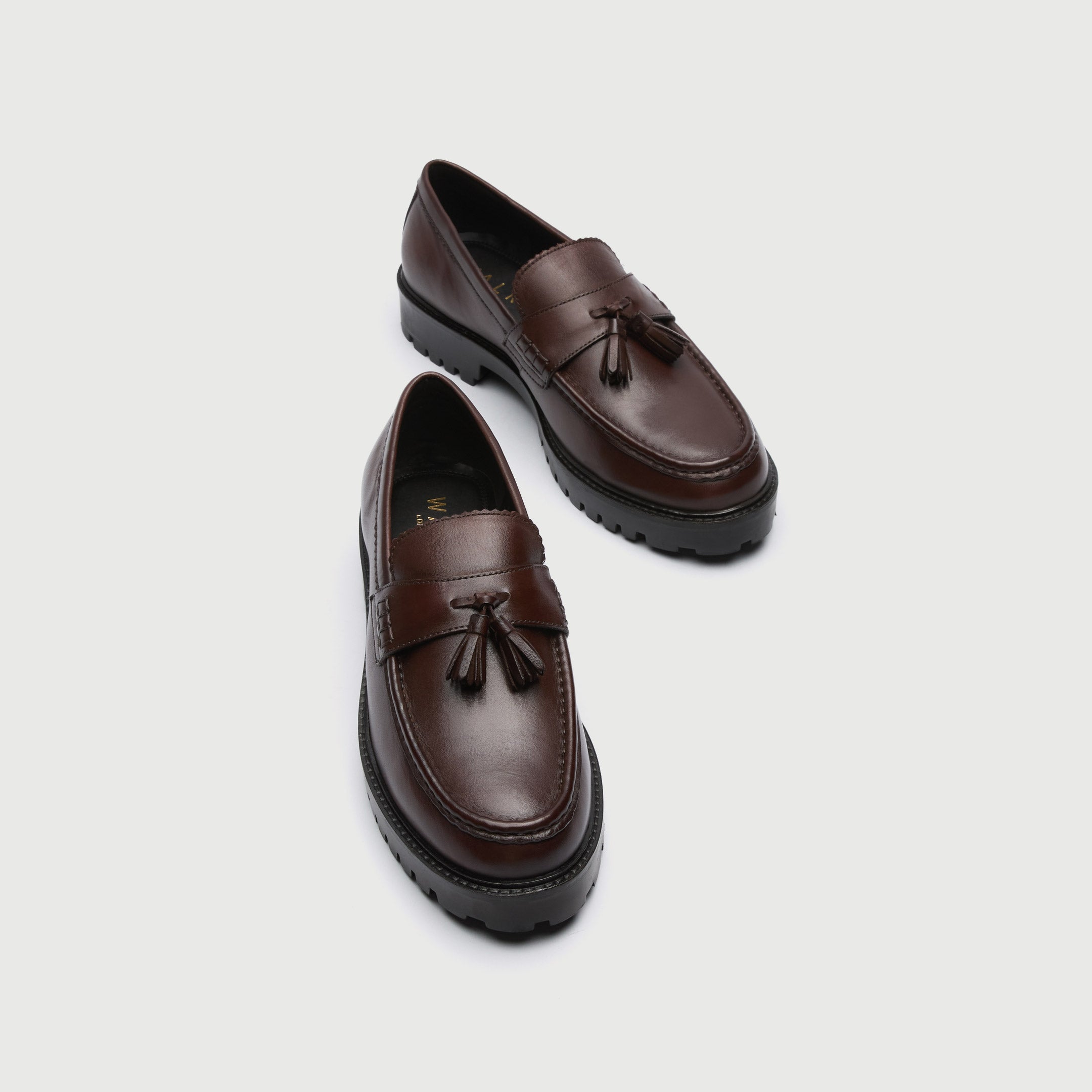 WALK London Men's Sean Tassel Loafer in Brown Leather