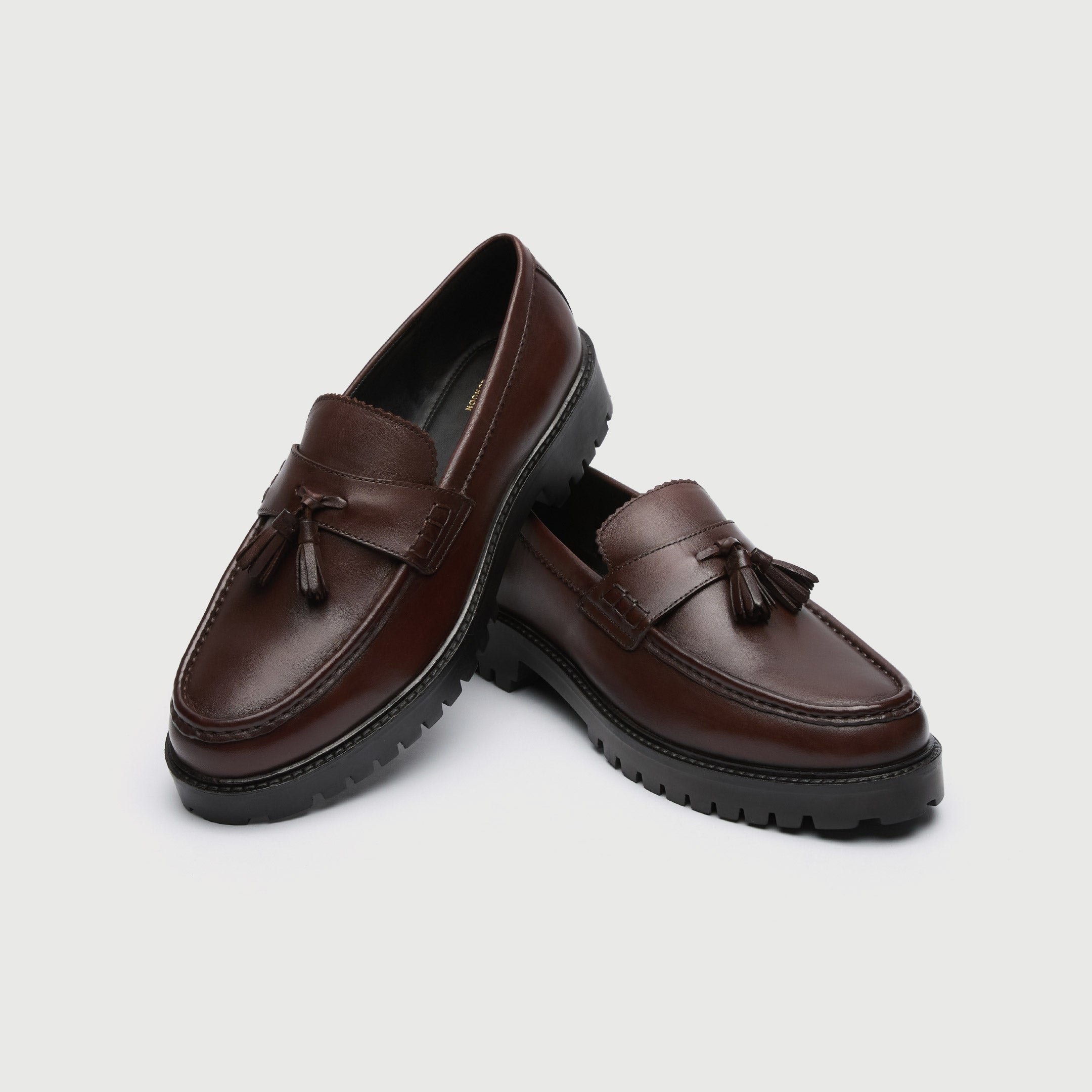 WALK London Men's Sean Tassel Loafer in Brown Leather