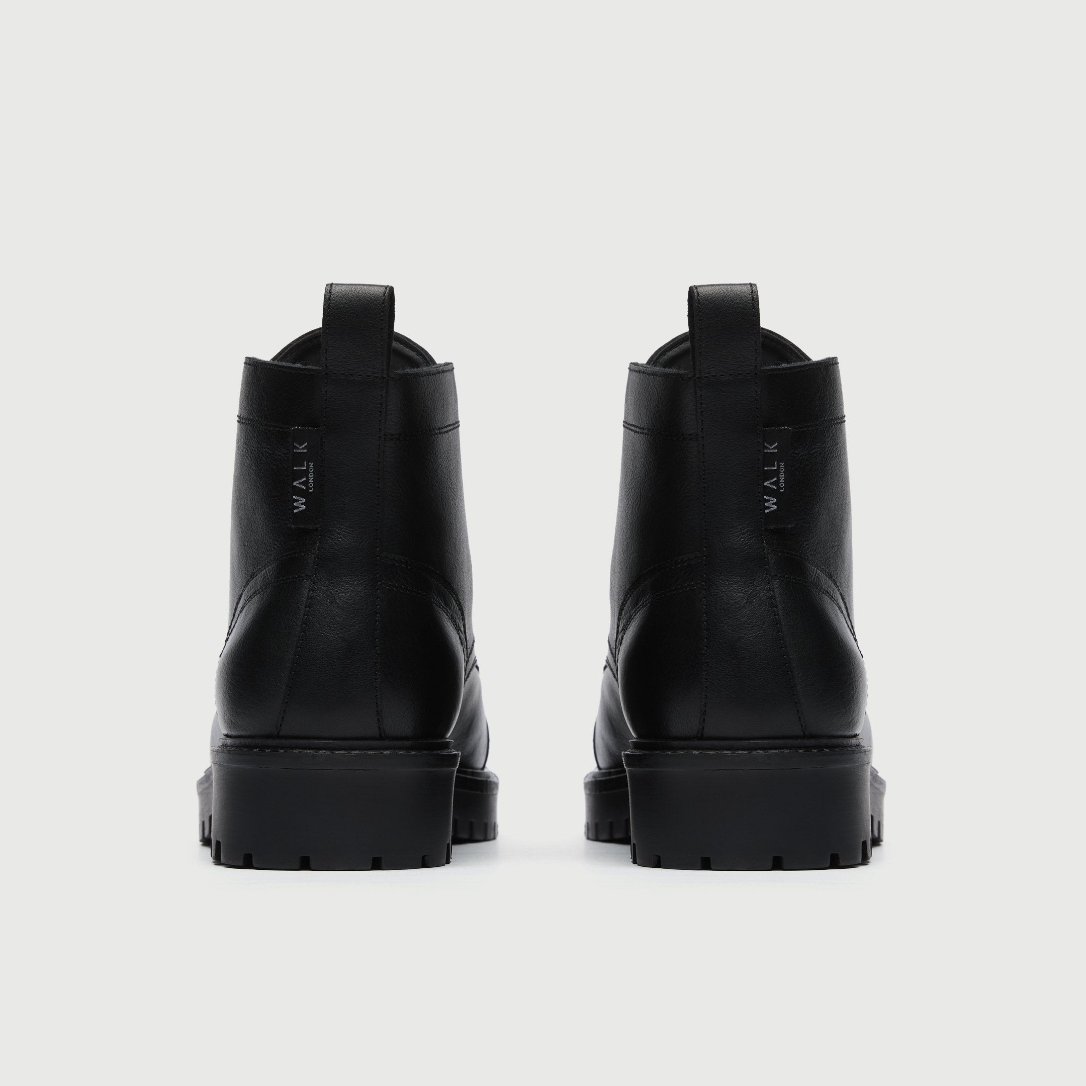 Walk London Mens - Sean Toe Cap Boot - Black Leather