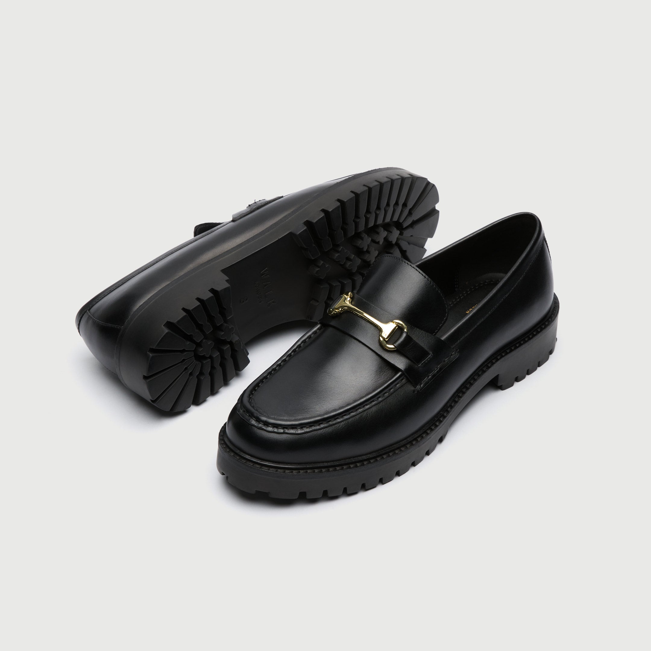 WALK London Sean Trim Loafer Black Leather