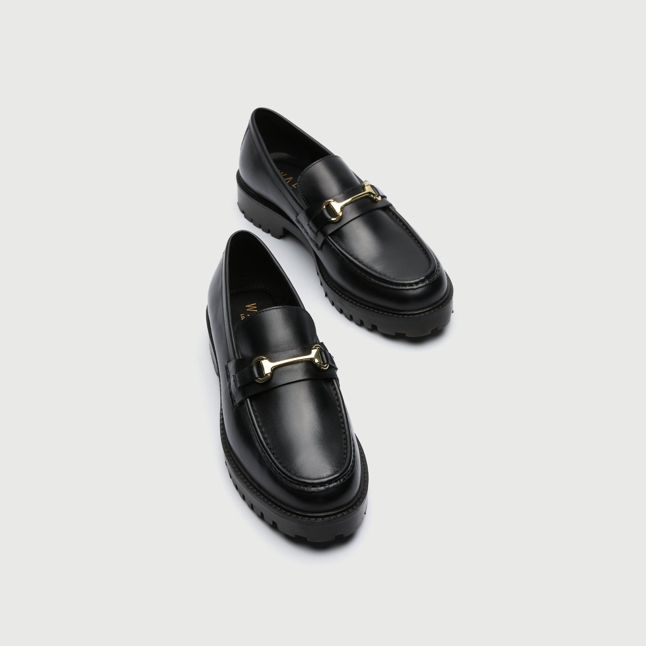 WALK London Sean Trim Loafer Black Leather