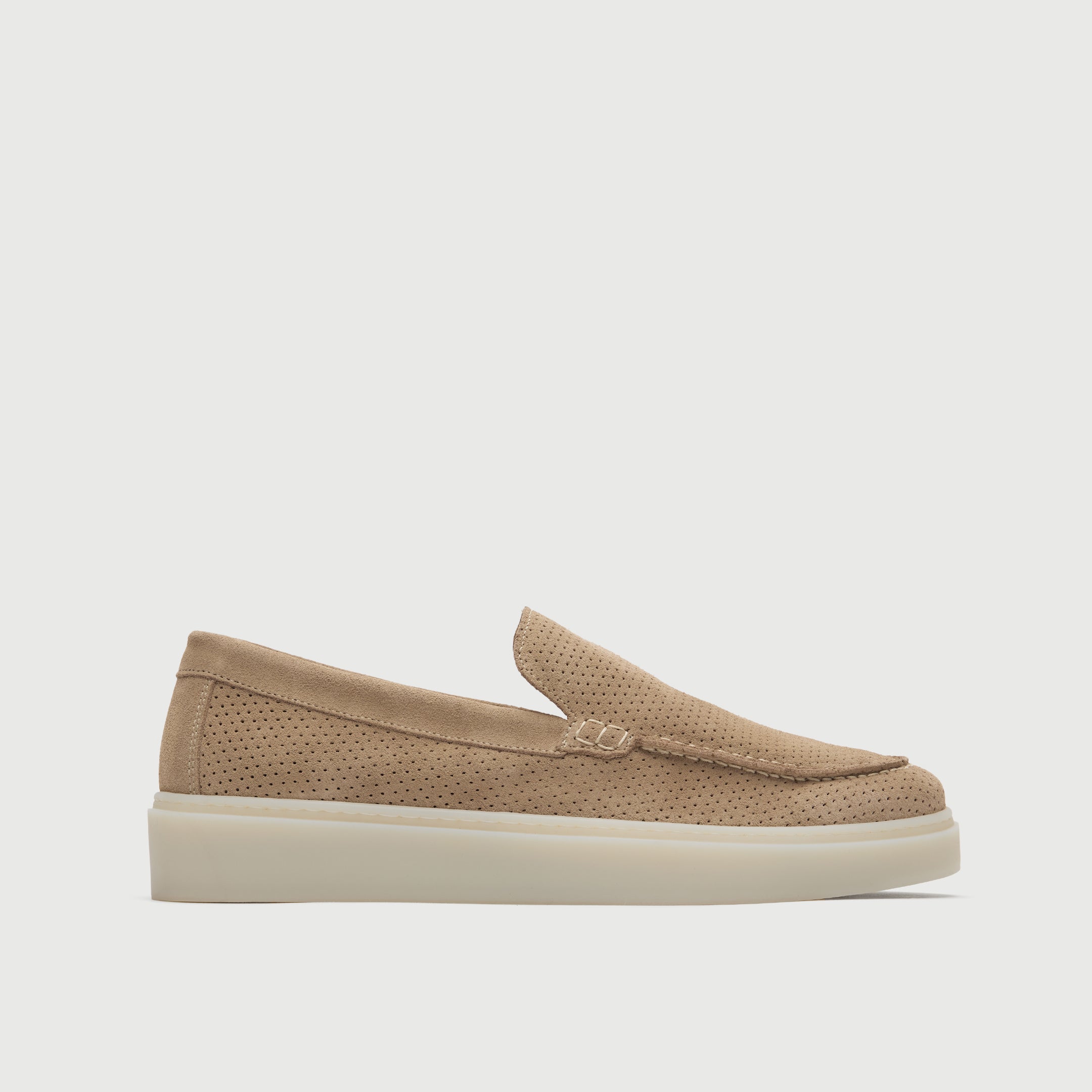 Walk London Mens St Tropez Trainer in Stone Suede