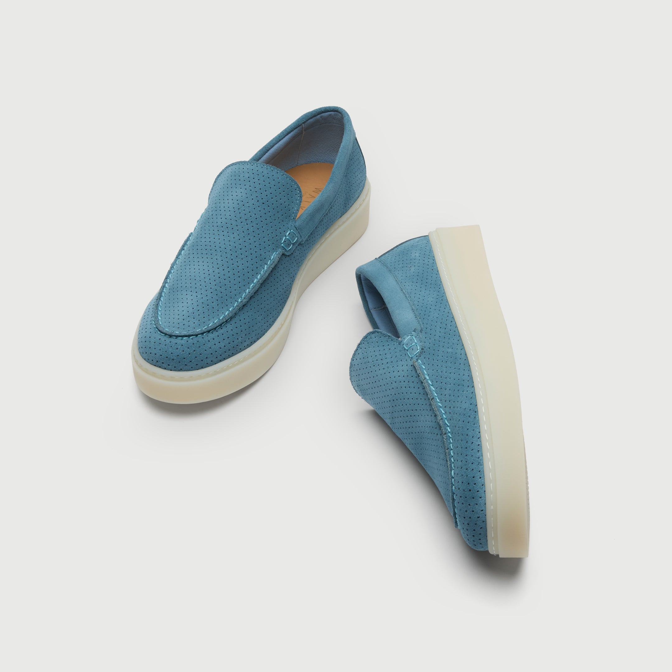 Walk London Mens St Tropez Trainer in Blue Suede