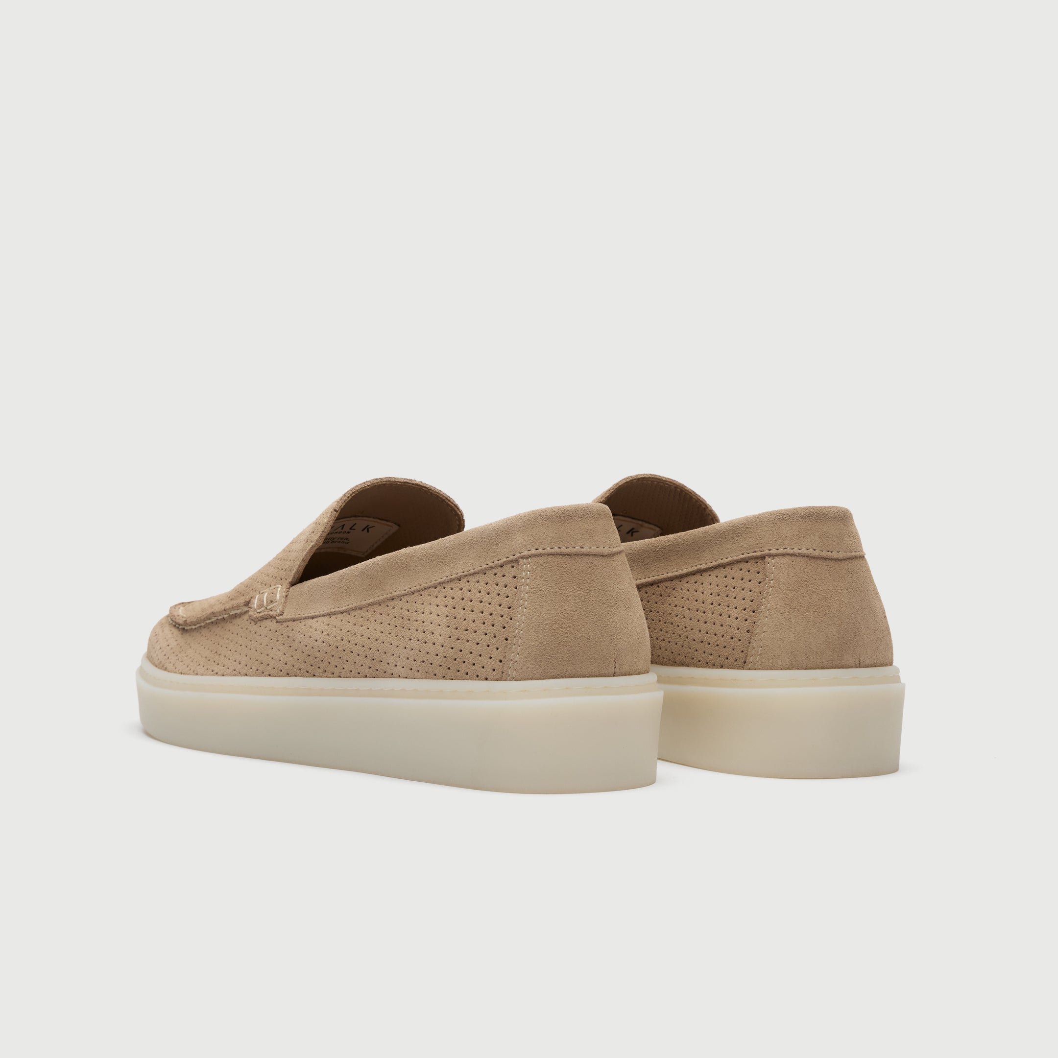 Walk London Mens St Tropez Trainer in Stone Suede