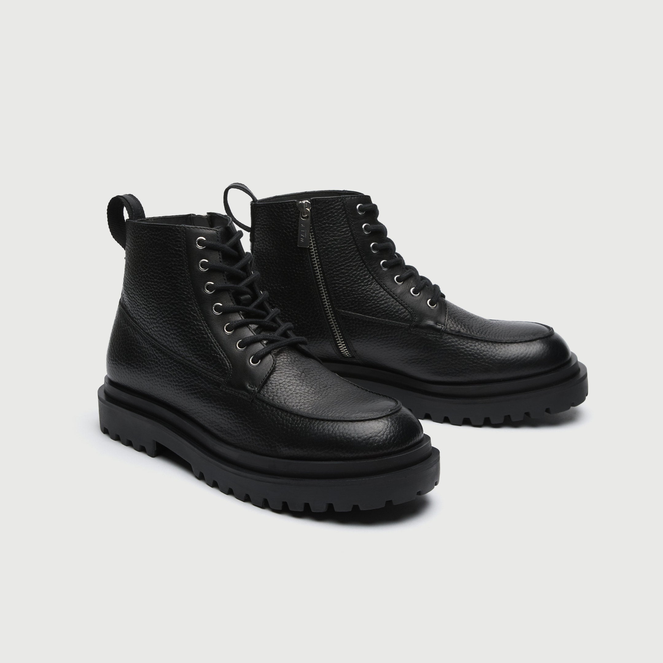 WALK London Men's Sully Apron Boot in Black Leather