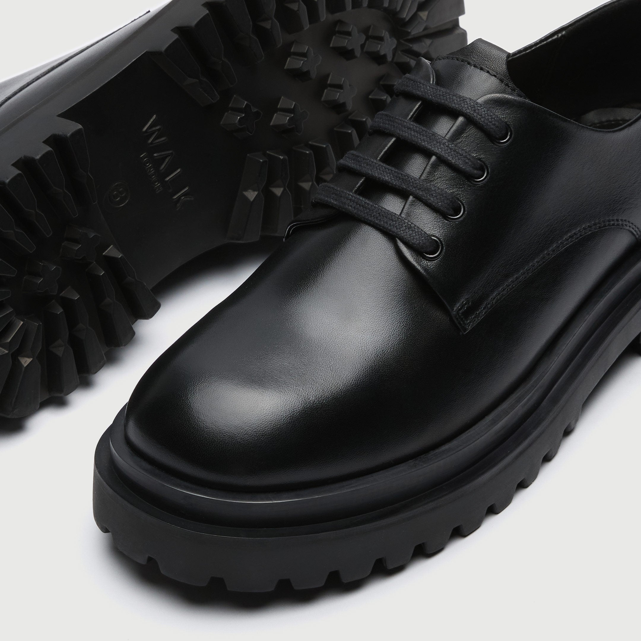 Walk London Mens - Sully Derby Shoe - Black Leather
