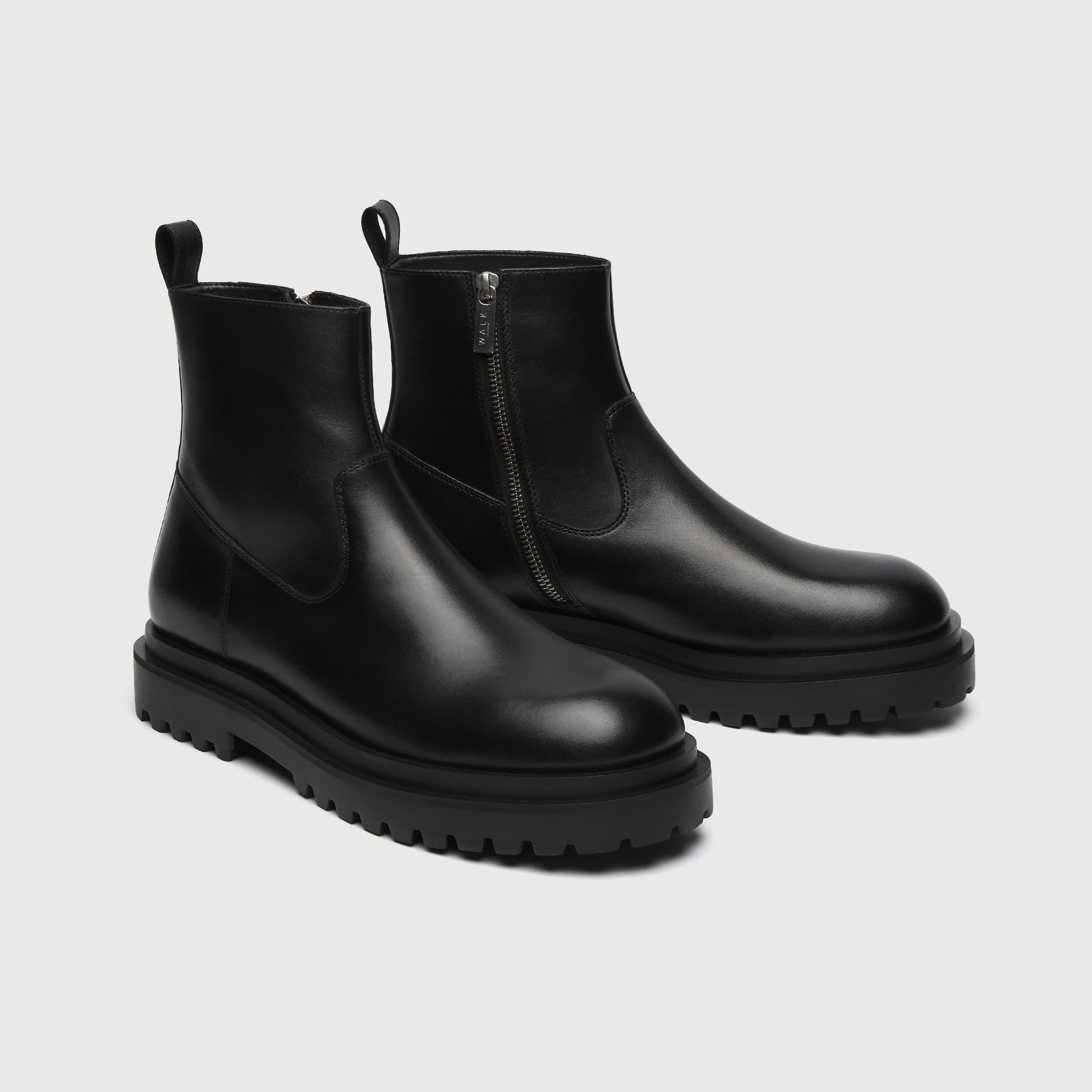 WALK London Mens Sully Inside Zip Boot in Black Leather