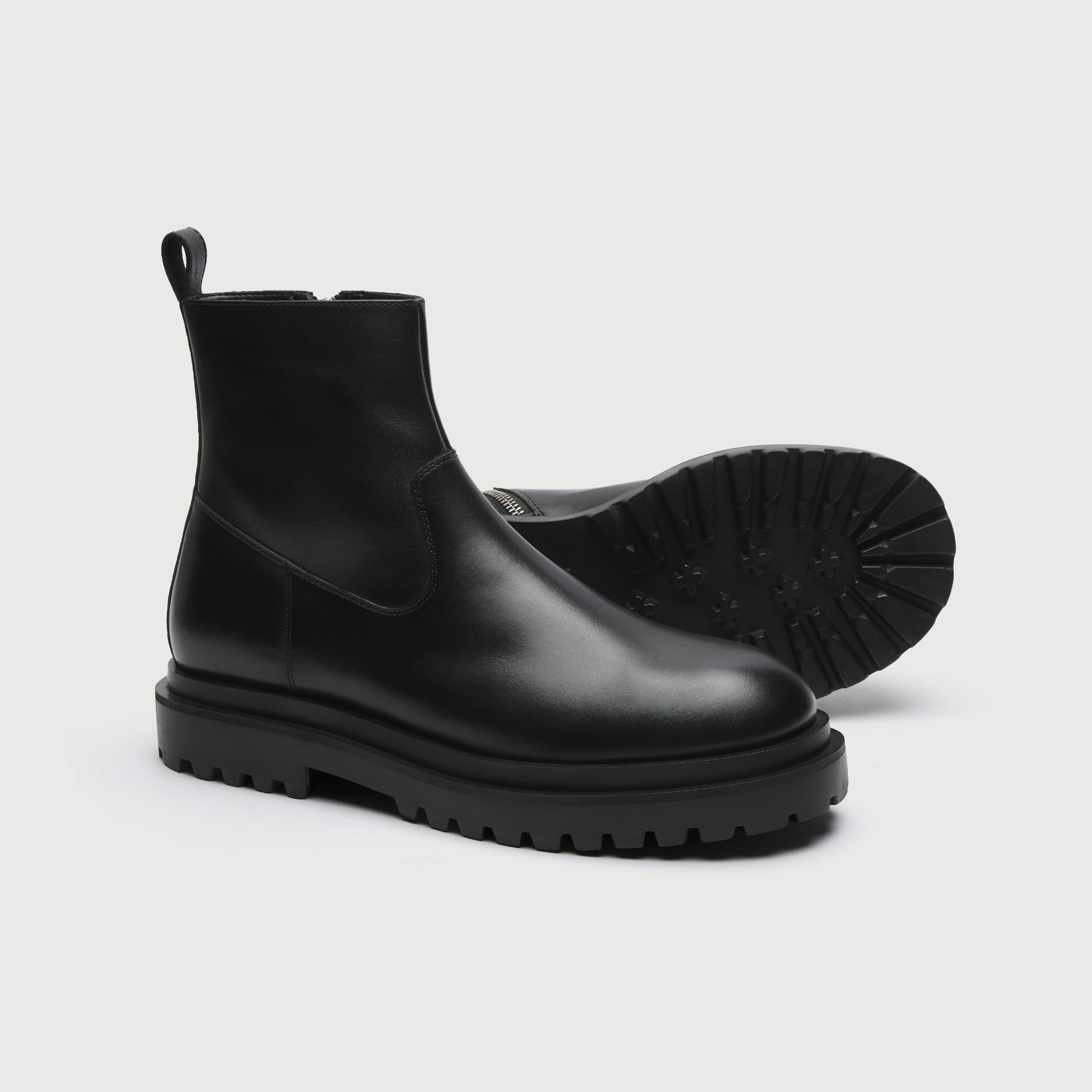 WALK London Mens Sully Inside Zip Boot in Black Leather