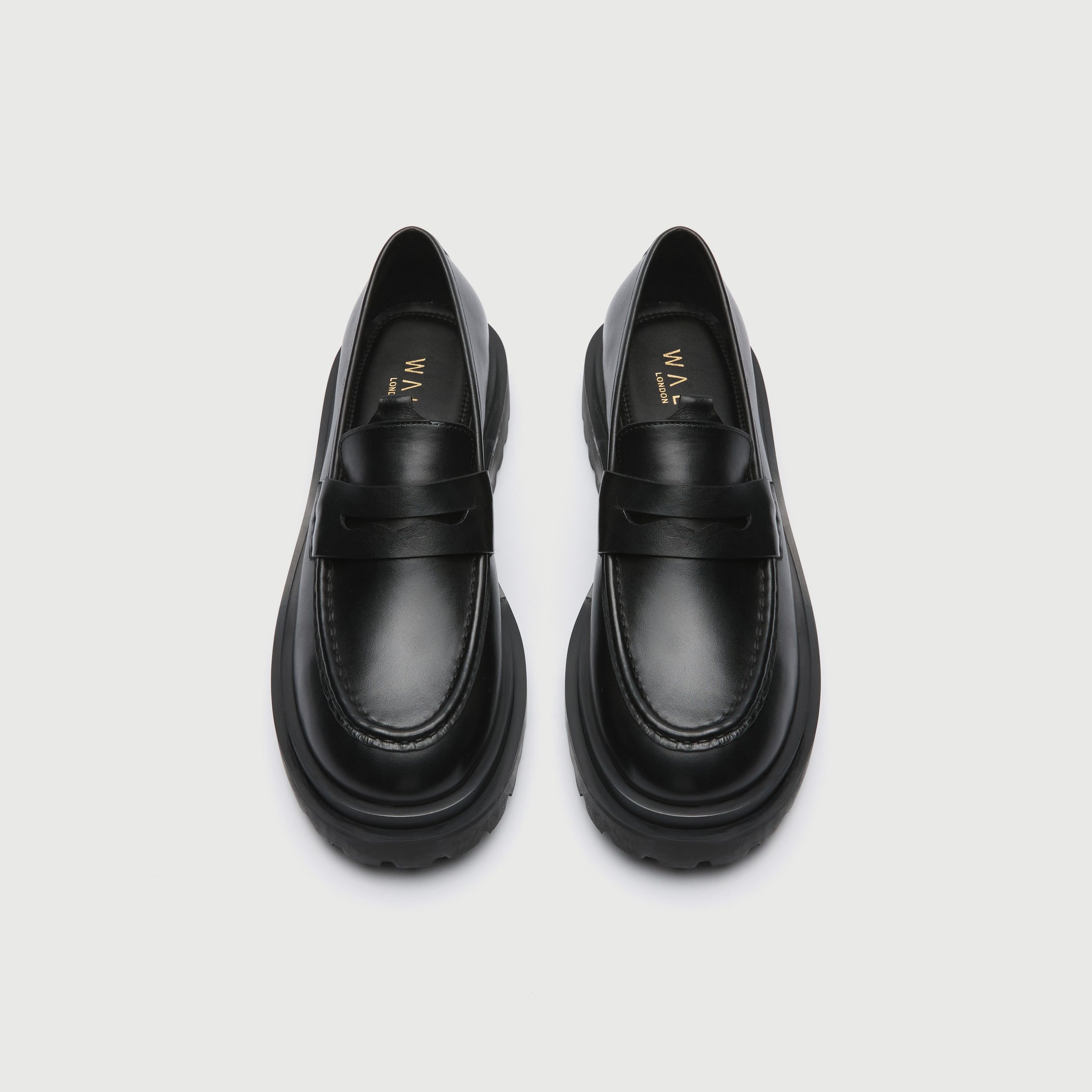 WALK London Men's Sully Saddle Loafer in Black Leather