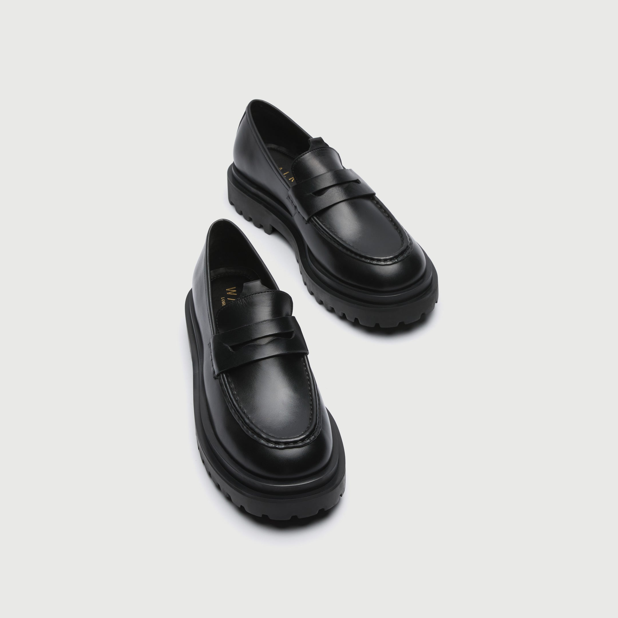 WALK London Men's Sully Saddle Loafer in Black Leather