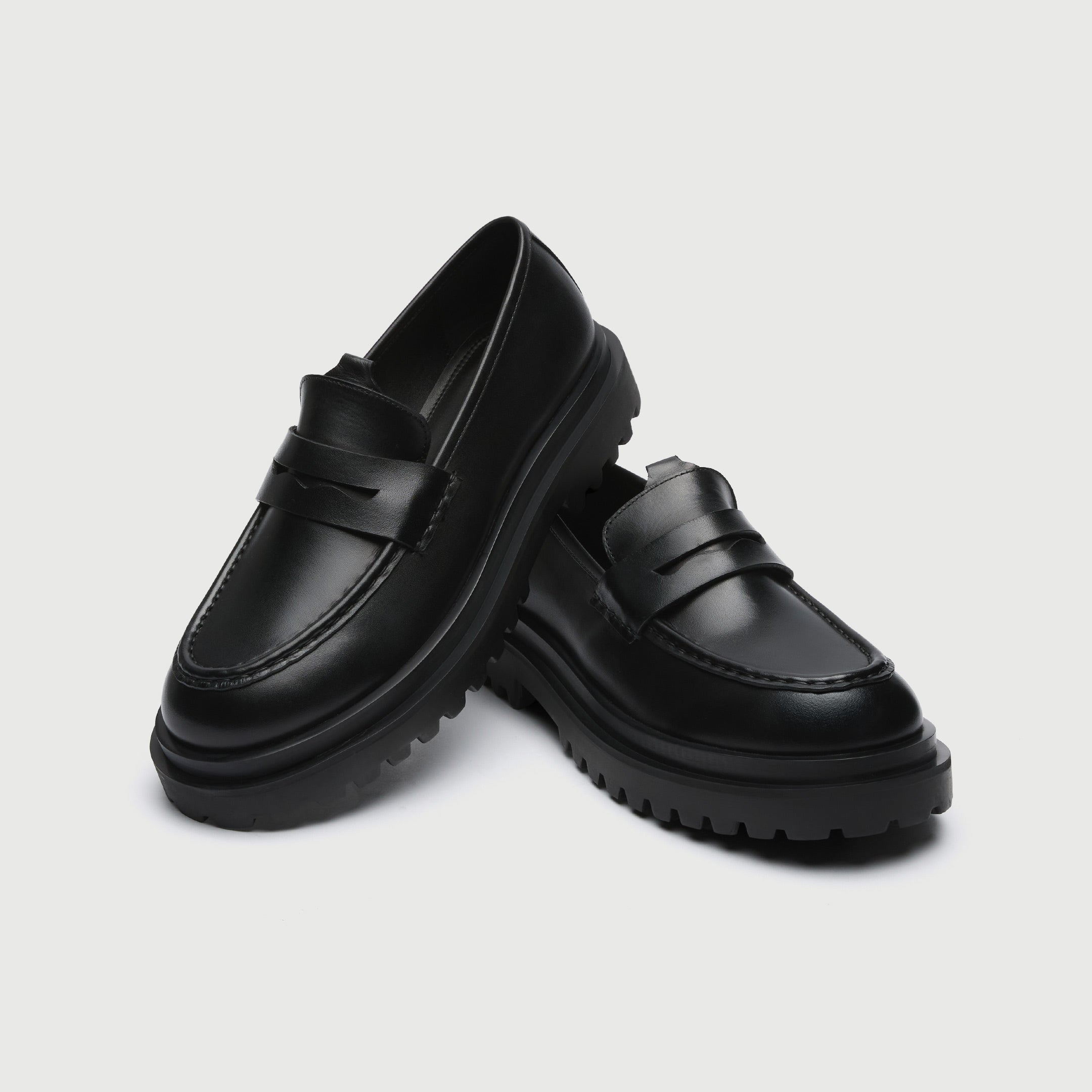 WALK London Men's Sully Saddle Loafer in Black Leather