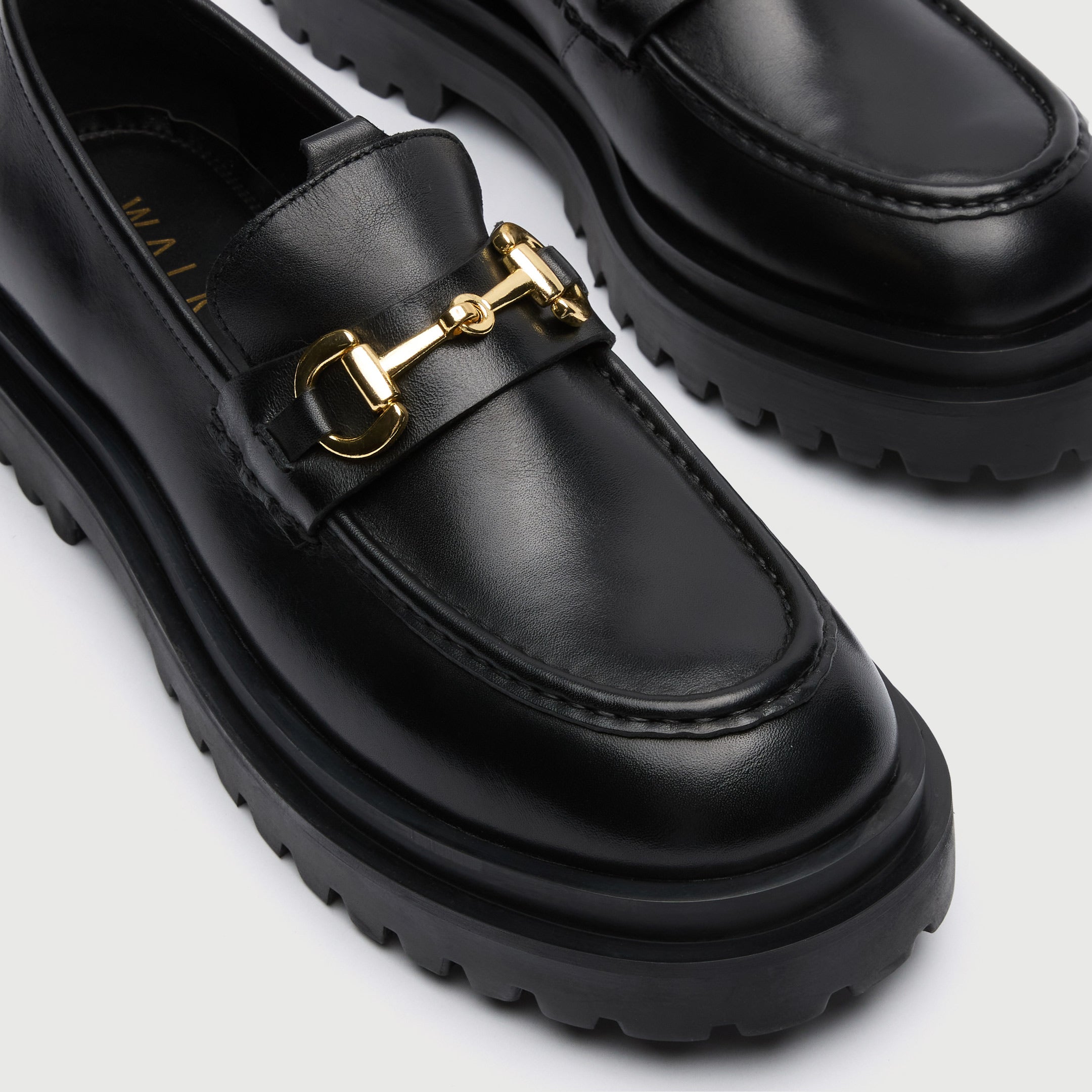 WALK London Mens Sully Trim Loafer in Black Leather