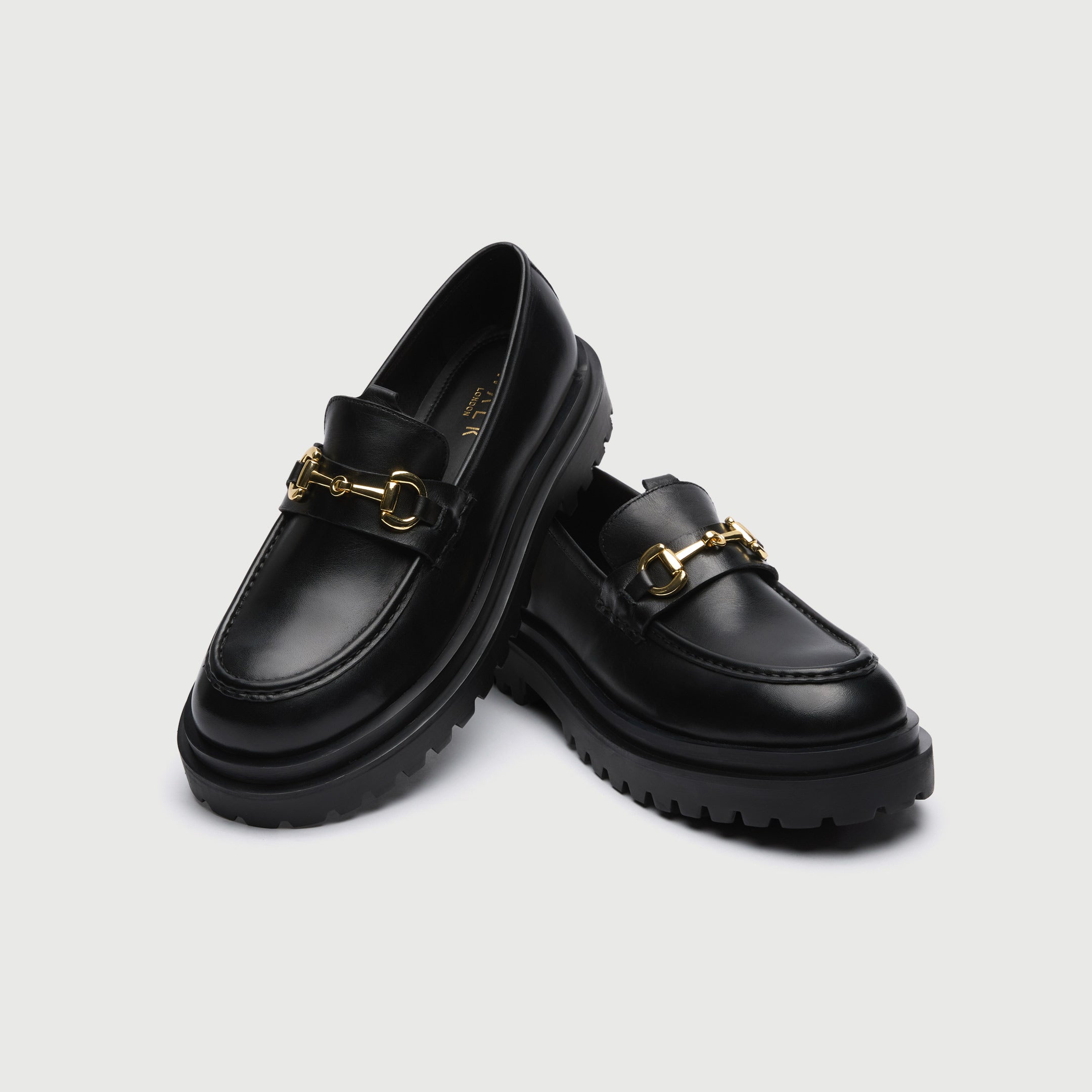 WALK London Mens Sully Trim Loafer in Black Leather