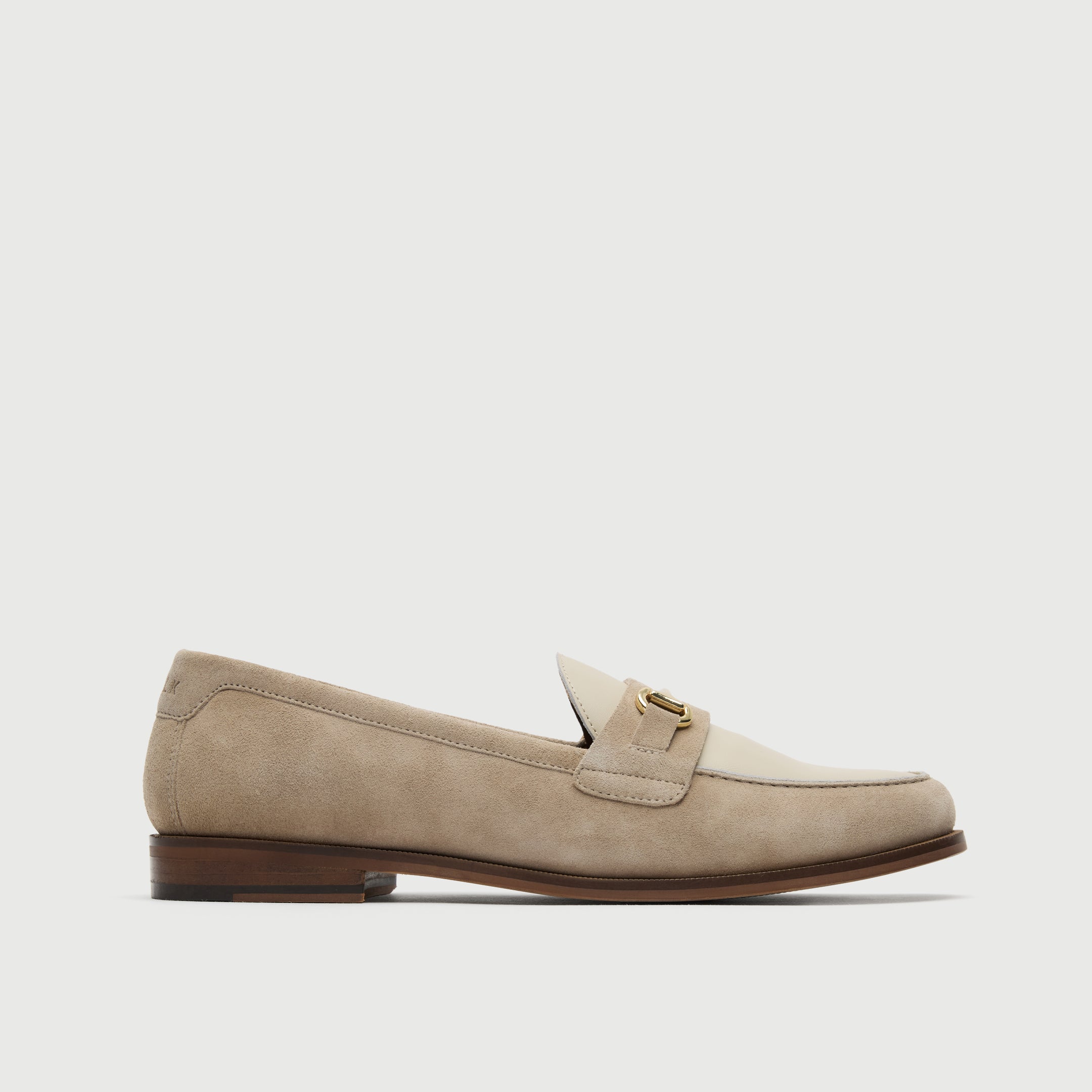 Walk London Mens Torbole Trim Loafer in Stone Suede and Off White Leather