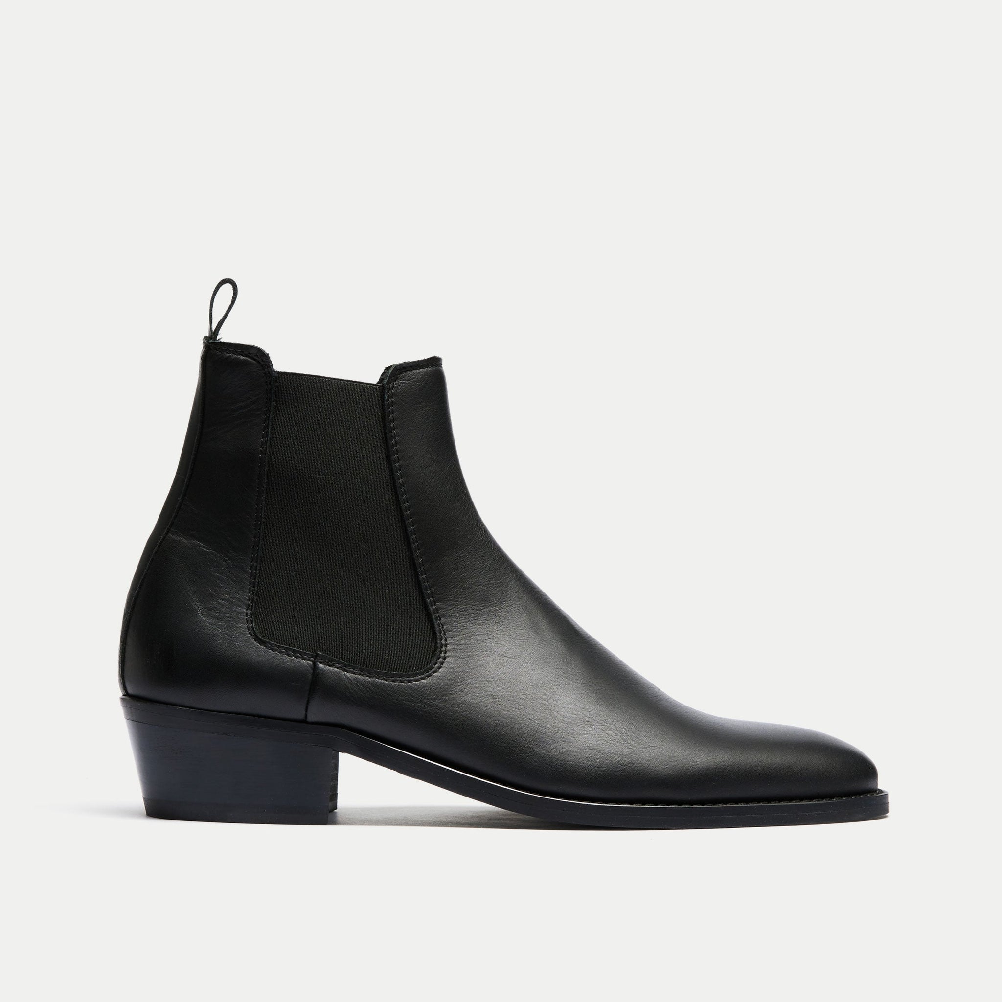 Walk London Hoxton Cuban Heel Chelsea Boot | Black Leather