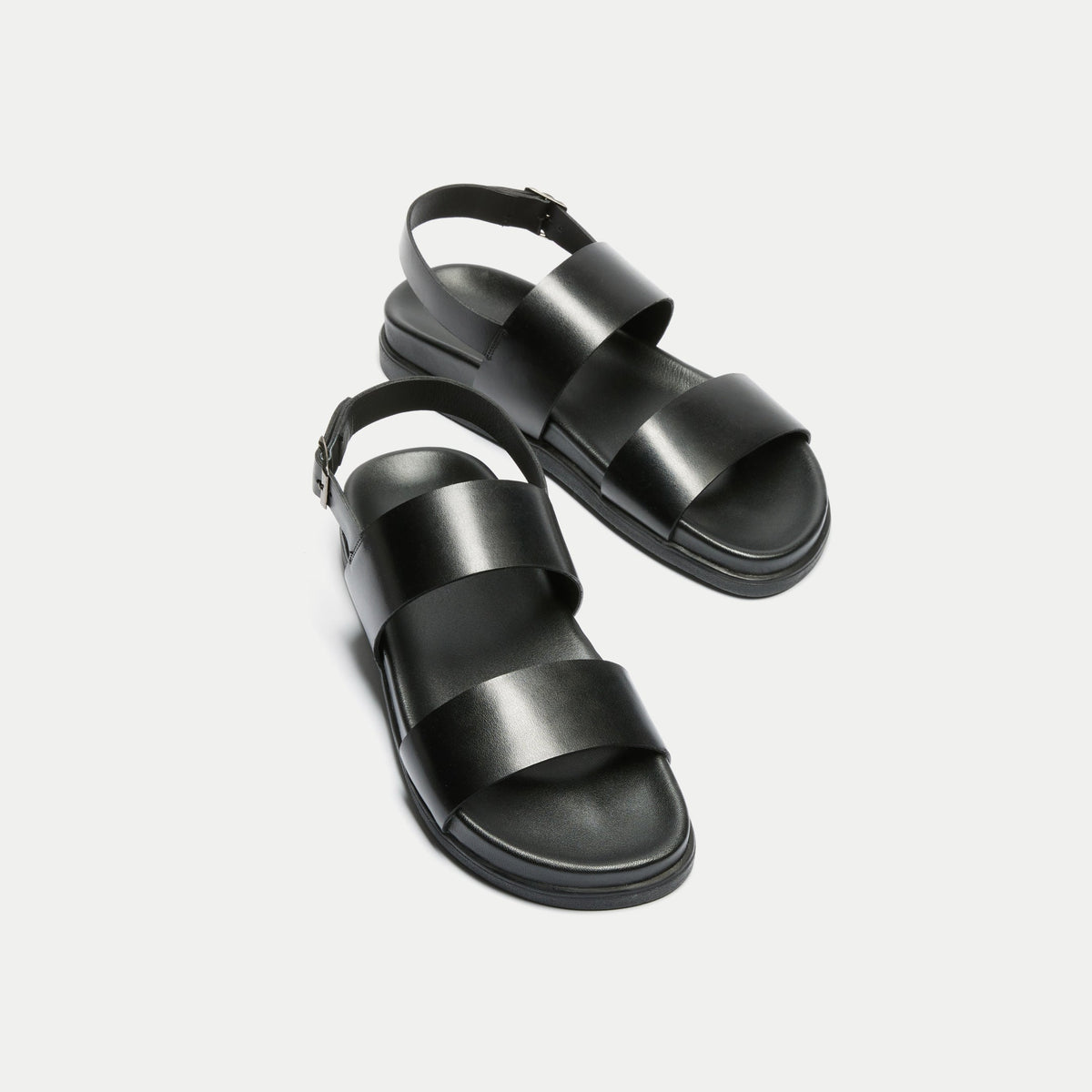 Walk London Jackson Sandals | Black Leather | Official Site