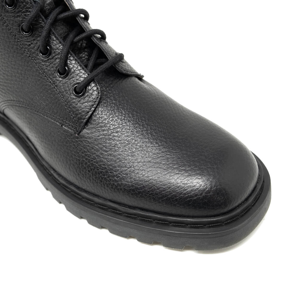 Walk London Milano Lace Up Boot | Black Grain | Official Site